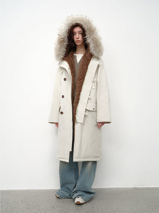 Fireladyfur Women's 90 Duck Down Parka with Raccoon Fur Collar“Manchester City Old Stories II”