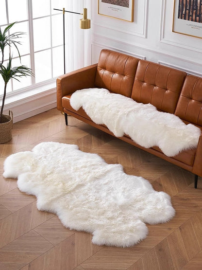 Natural New Zealand Sheepskin Rug 2x6 | Double Pelt | Thick Plush | Undyed & Formaldehyde-Free | Baby-Safe