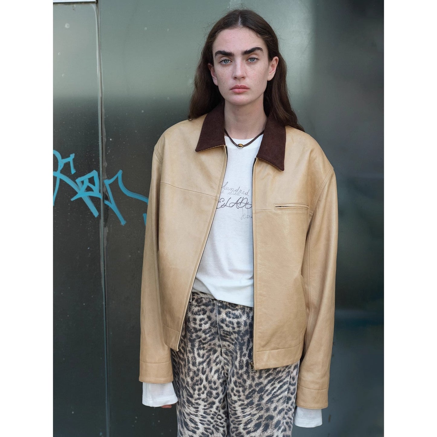 High Street Casual New Zealand Imported Sheepskin Wide Shoulder Genuine Leather Workwear Jacket Leather Jacket Autumn “Light Chaser”