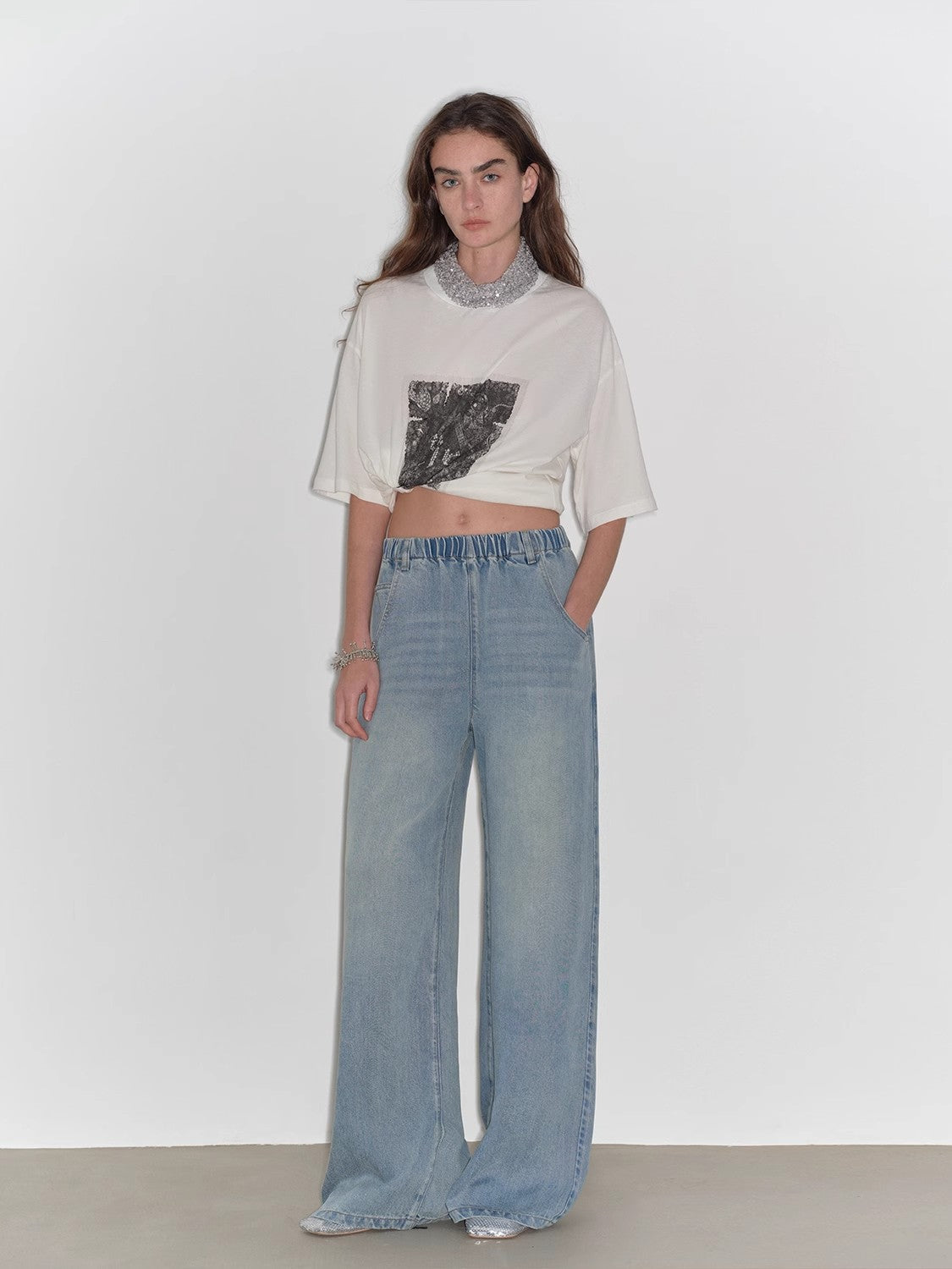 "Dream Street" Cool Lyocell Denim Drape Relaxed Elastic Waist Straight Leg Wide Leg Pants Summer
