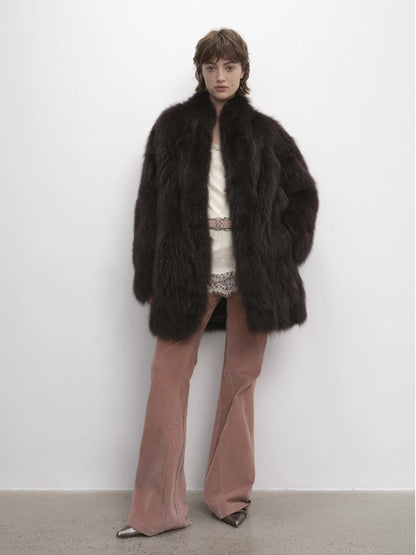 Fireladyfur Women's Mid-Length Fox Fur Coat“Light Years Away”
