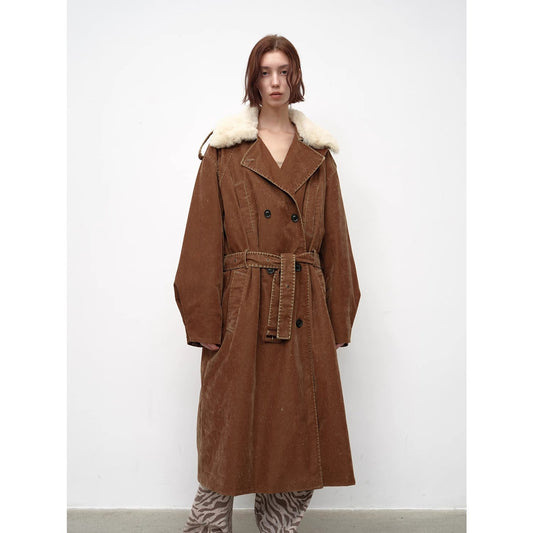 Fireladyfur  Detachable Wool Lapel Goose Down Parka"Windbreaker and Winter"