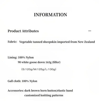 "Jumping City" Imported Suede Sheep Leather Sheep Curl Lapel White Goose Down Parka