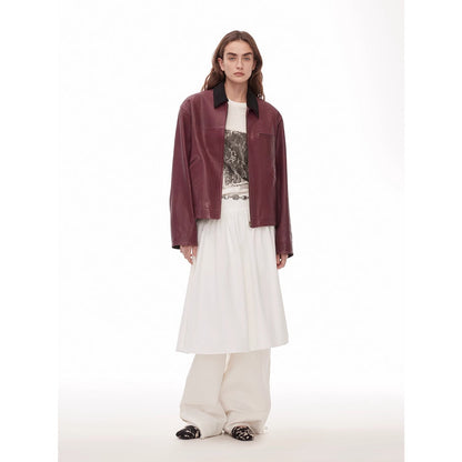 High Street Casual New Zealand Imported Sheepskin Wide Shoulder Genuine Leather Workwear Jacket Leather Jacket Autumn “Light Chaser”