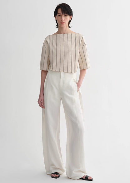 High-intelligence, relaxed, simple, high-quality, long-staple cotton, short-sleeved shirt for women