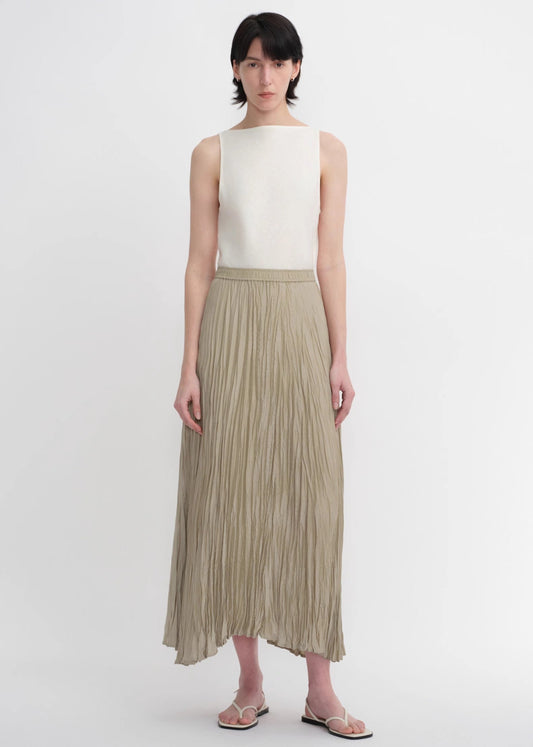 Mulberry silk custom pleated irregular hem skirt for women