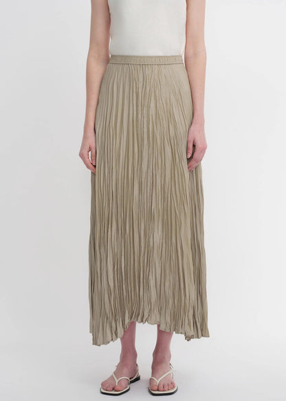 Mulberry silk custom pleated irregular hem skirt for women