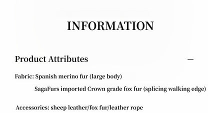 "Florence" imported merino wool sheepskin patchwork fox fur collar fur coat winter