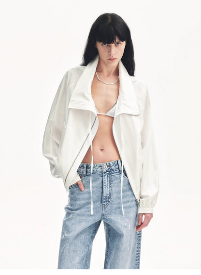 "Front Page Daily" drawstring raglan sleeve straight collar jacket summer