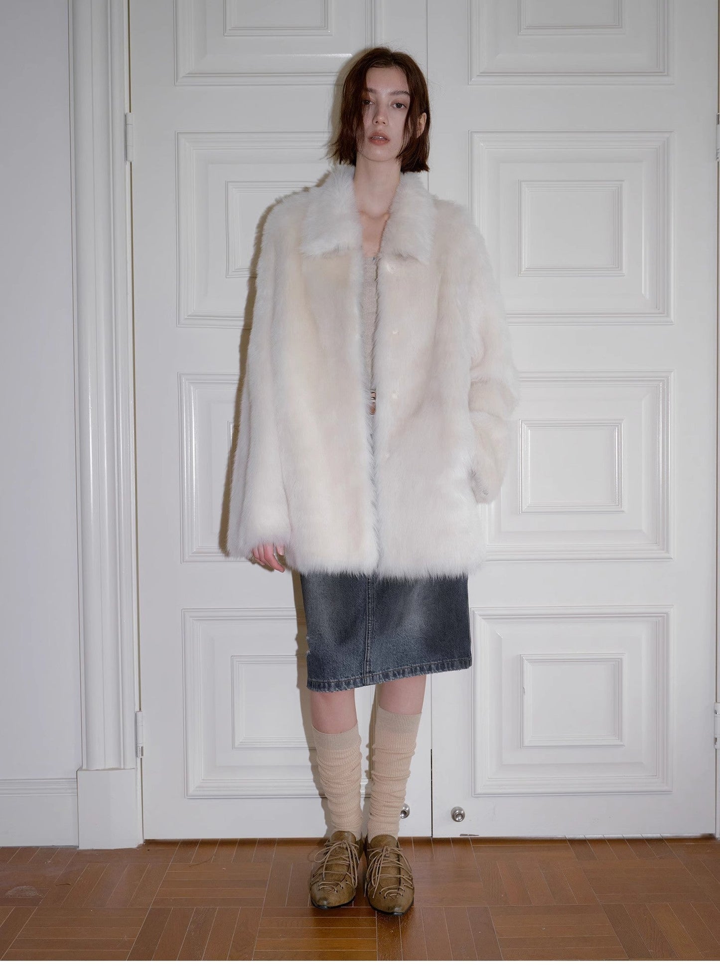 "Autumn Exclusive" Imported Tuscan sheepskin short lapel fur coat