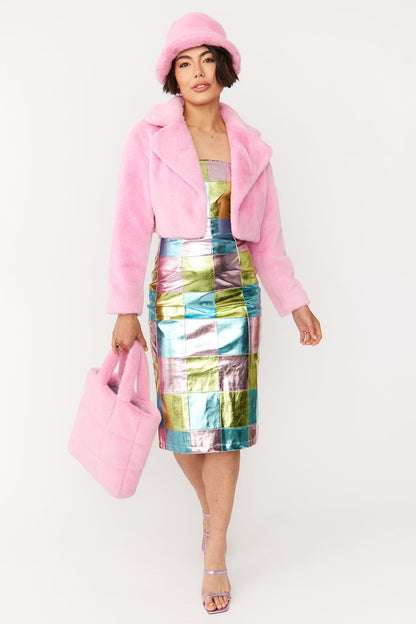 Pink Faux Fur Cropped Jacket