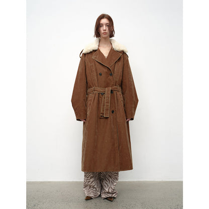 Fireladyfur  Detachable Wool Lapel Goose Down Parka"Windbreaker and Winter"
