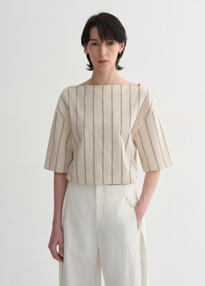 High-intelligence, relaxed, simple, high-quality, long-staple cotton, short-sleeved shirt for women