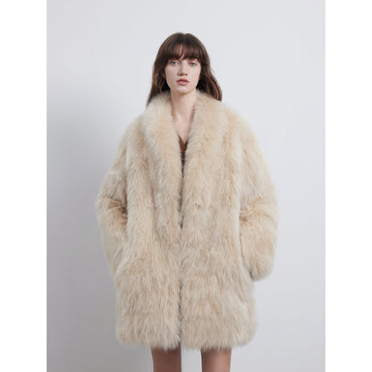 Fireladyfur Women's Mid-Length Fox Fur Coat“Light Years Away”