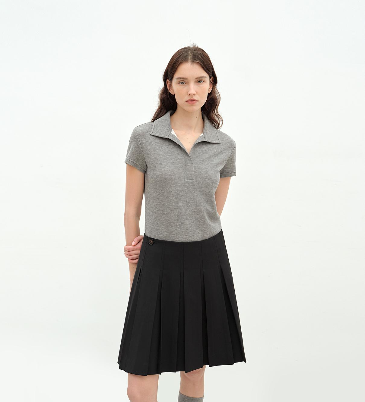 "Dublin" Lapel Straight Shoulder Slim Fit Short Sleeve T-shirt Tops Women