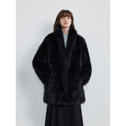 Fireladyfur Women's Mid-Length Fox Fur Coat“Light Years Away”