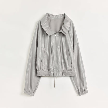 "Front Page Daily" drawstring raglan sleeve straight collar jacket summer