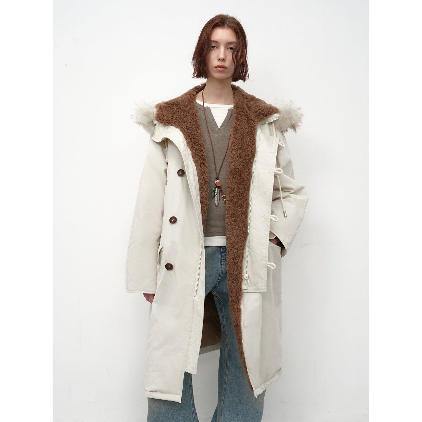 Fireladyfur Women's 90 Duck Down Parka with Raccoon Fur Collar“Manchester City Old Stories II”