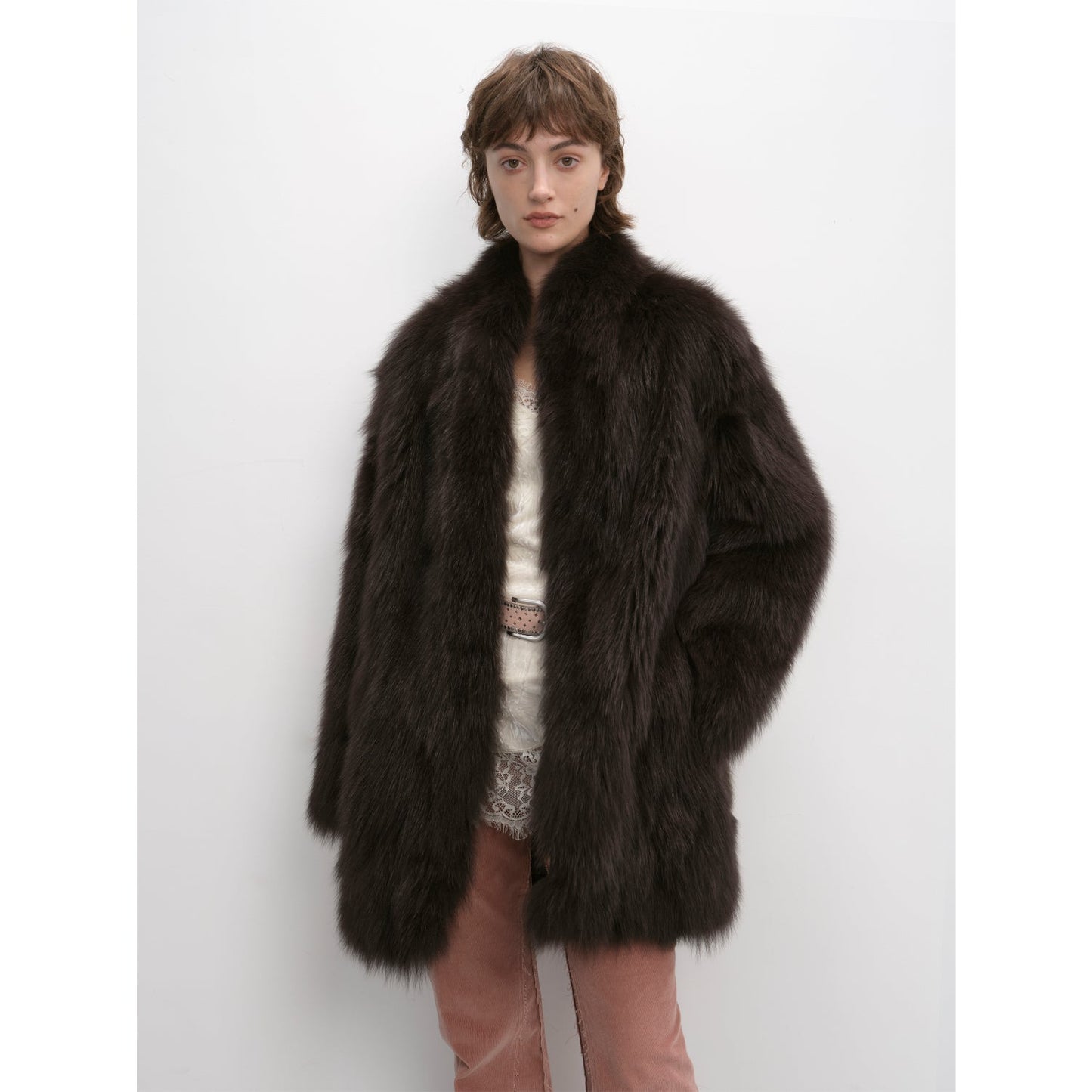 Fireladyfur Women's Mid-Length Fox Fur Coat“Light Years Away”
